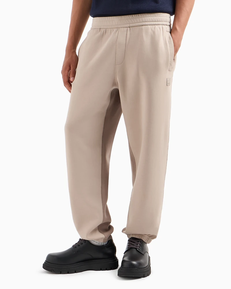Stretch cotton jogger pants with contrasting band