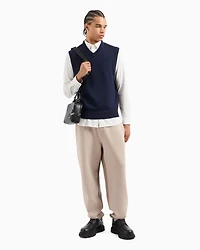 Stretch cotton jogger pants with contrasting band