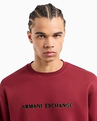 Crewneck sweatshirt with metal profile logo