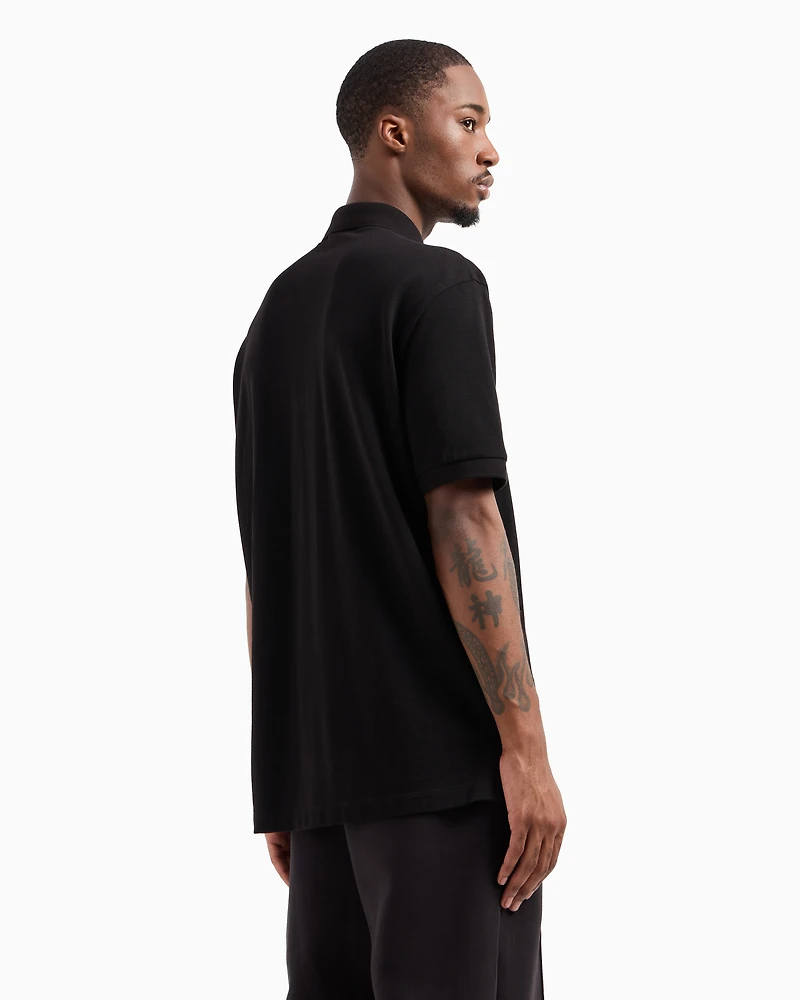 Short-sleeved cotton polo with pocket