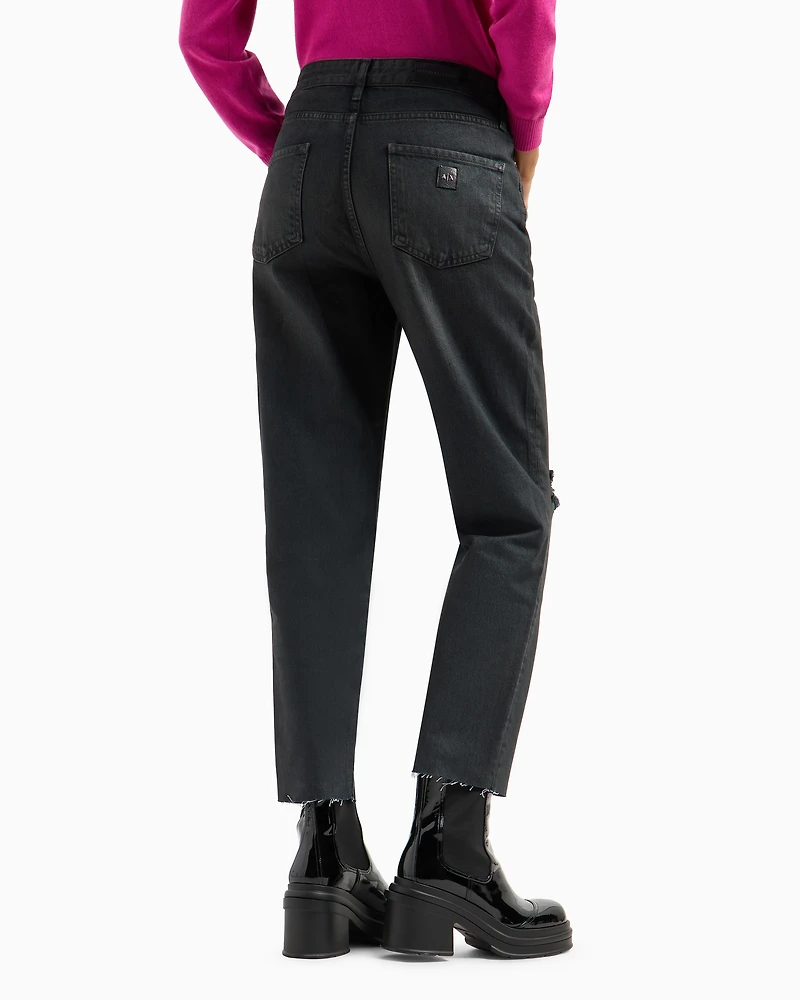 Low rise boyfriend jeans denim with tears