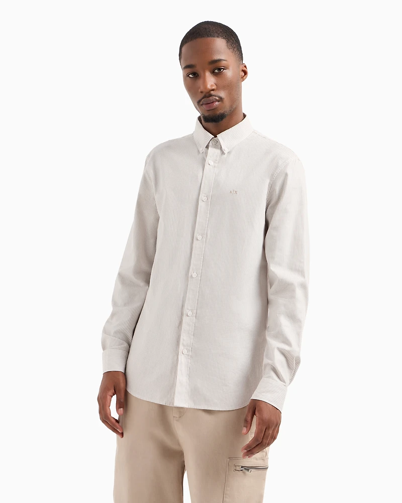 Regular fit shirt yarn dyed cotton with logo