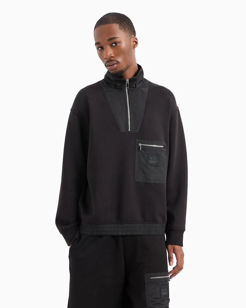 High neck zip up sweatshirt with pocket on the front