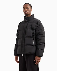 Padded and quilted jacket with high collar