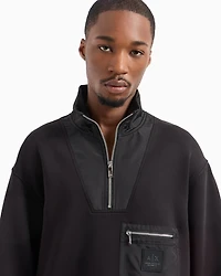 High neck zip up sweatshirt with pocket on the front