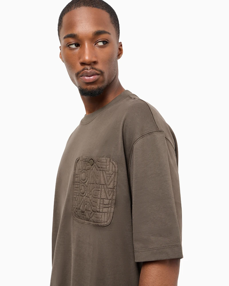 Armani Exchange - Relaxed fit T-shirt with contrast pocket ASV cotton, Man, Brown, Size: