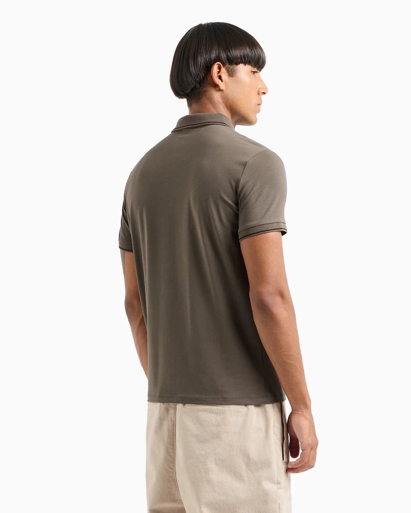 Polo with contrasting logo cotton spandex