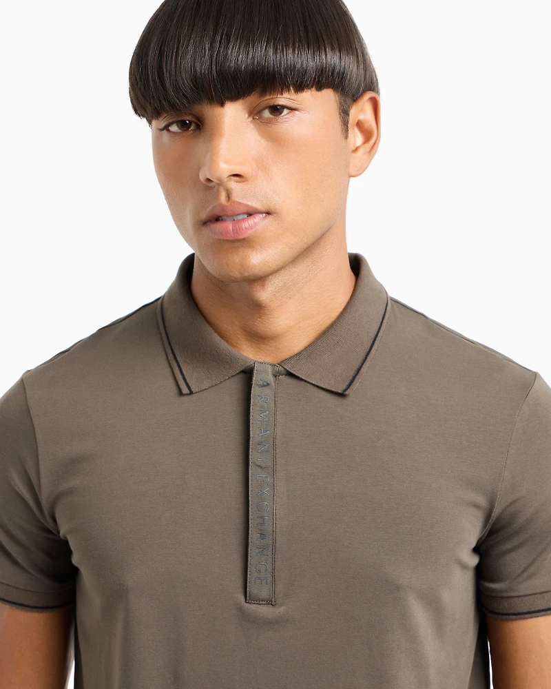 Polo with contrasting logo cotton spandex