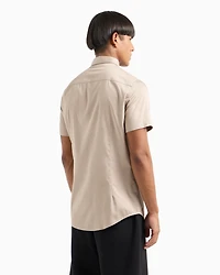 Slim fit short sleeve shirt stretch satin