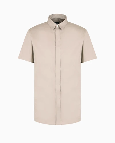 Slim fit short sleeve shirt stretch satin