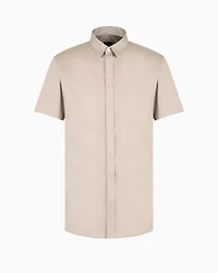 Slim fit short sleeve shirt stretch satin