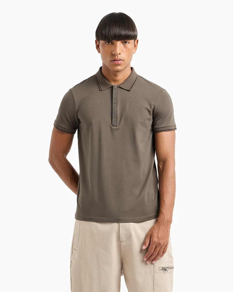 Polo with contrasting logo cotton spandex
