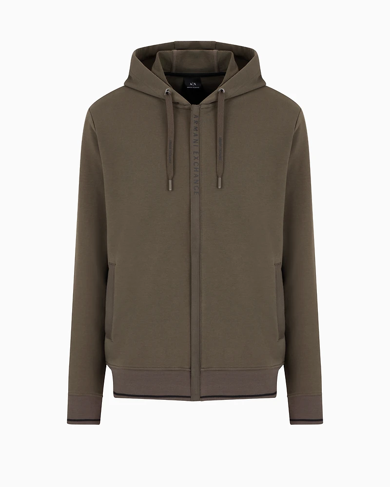 Stretch fabric zip-up sweatshirt