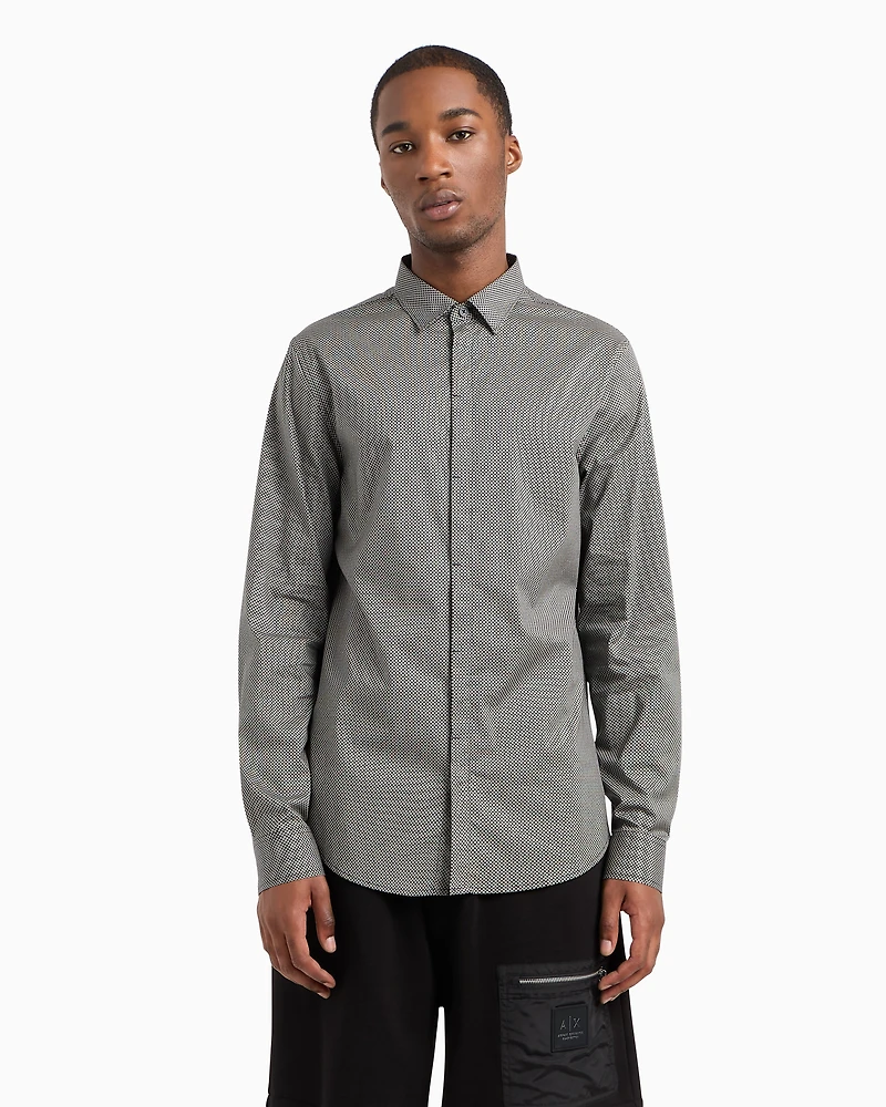 Slim fit shirt stretch cotton poplin