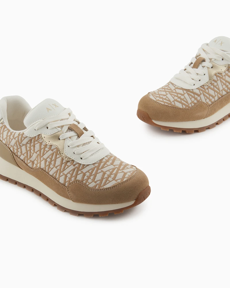 Sneakers with allover logo inserts