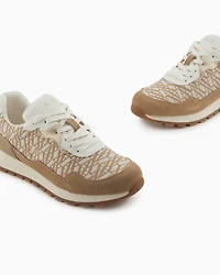Sneakers with allover logo inserts