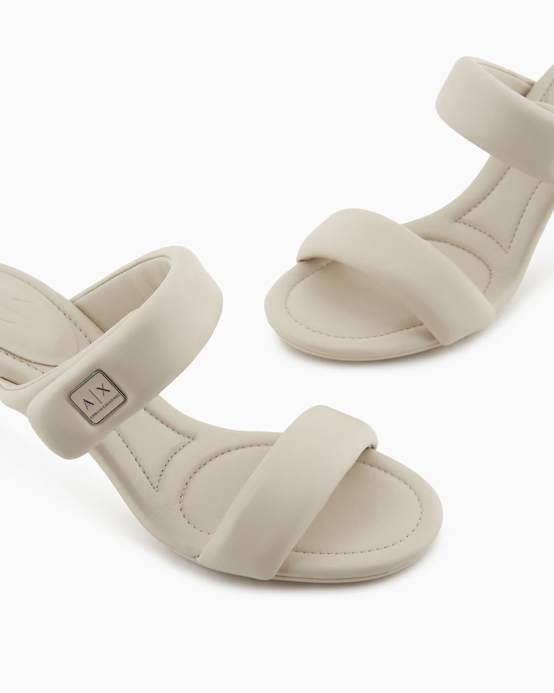 Heeled sandals with two straps