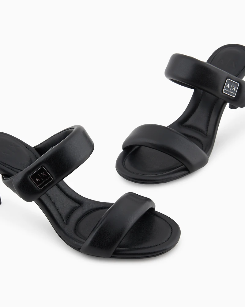 Heeled sandals with two straps