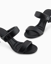 Heeled sandals with two straps