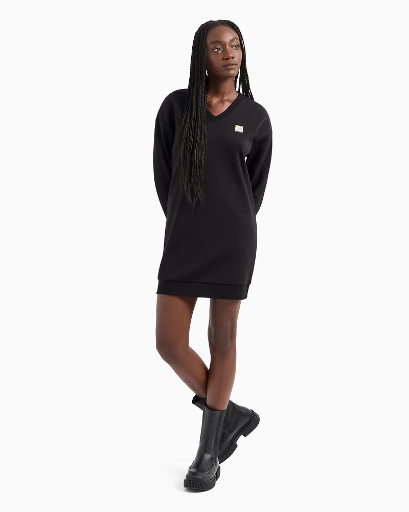French terry midi dress with embroidered logo