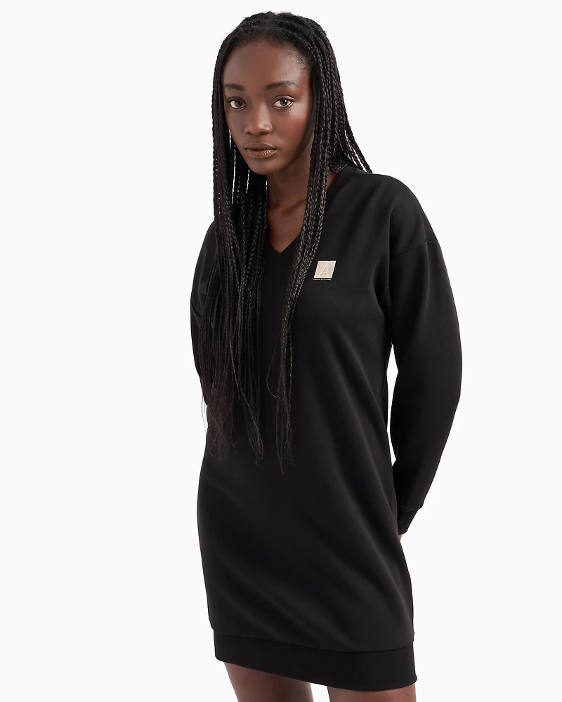 French terry midi dress with embroidered logo
