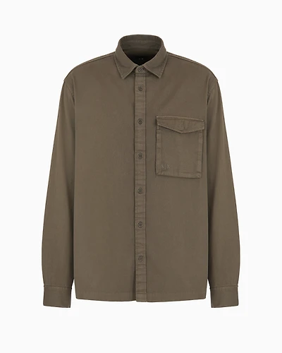 Loose-fit cotton twill shirt with pockets