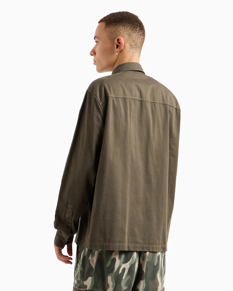 Loose-fit cotton twill shirt with pockets