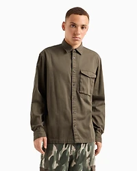 Loose-fit cotton twill shirt with pockets