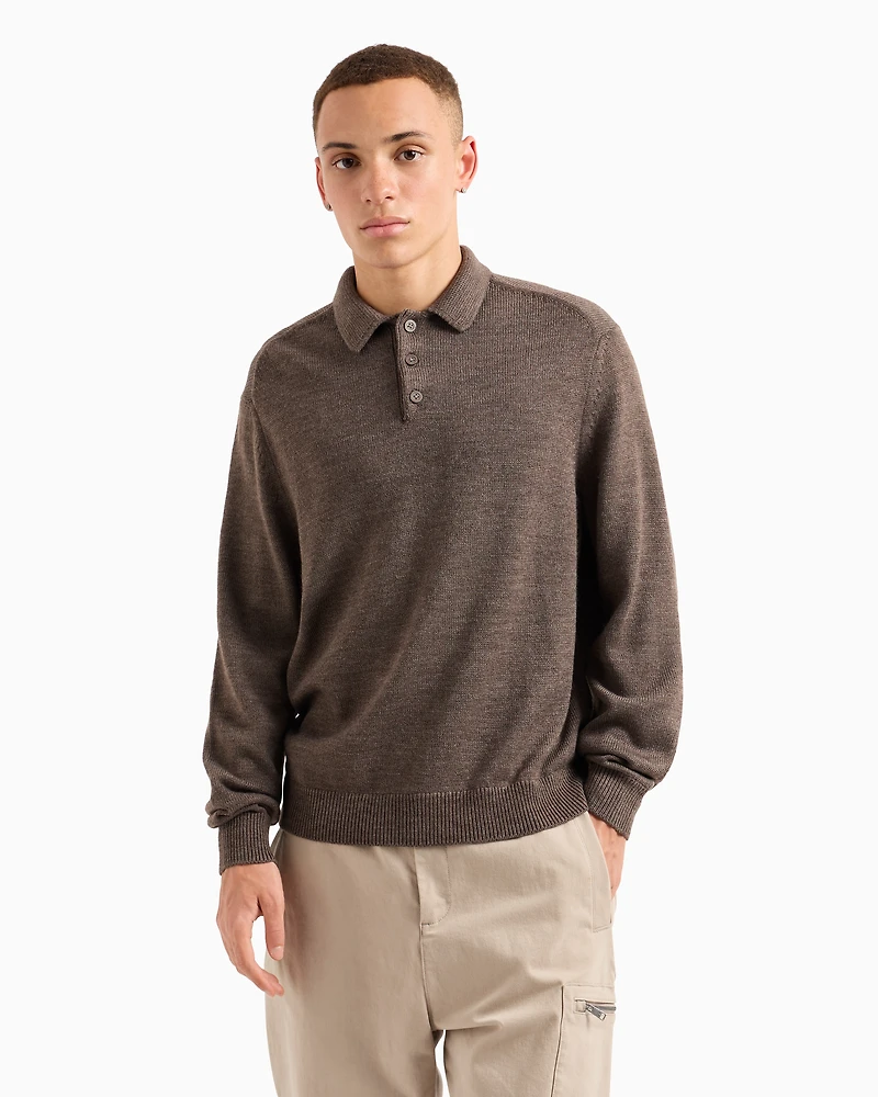 Collared Wool Blend Sweater