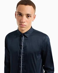 Regular fit satin cotton shirt with piping