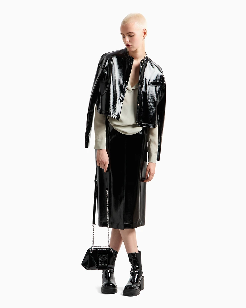 Crepe blouse with pleats on the back