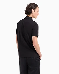 Slim fit stretch cotton polo with logo