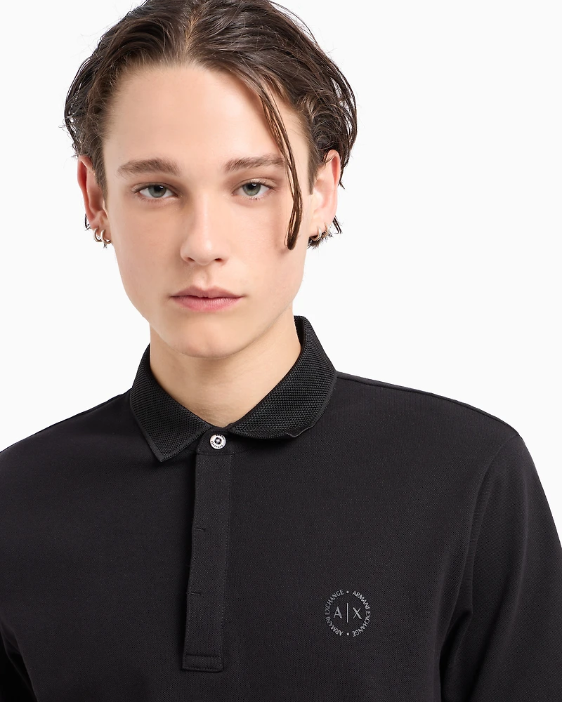 Slim fit stretch cotton polo with logo