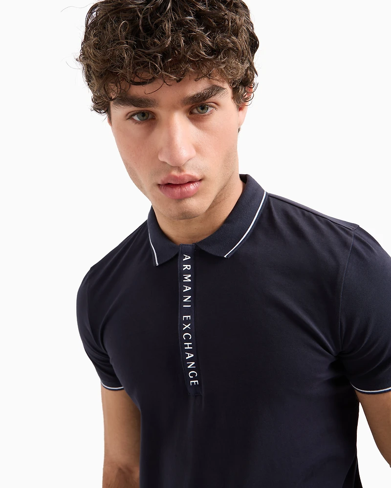 Polo with contrasting logo cotton spandex