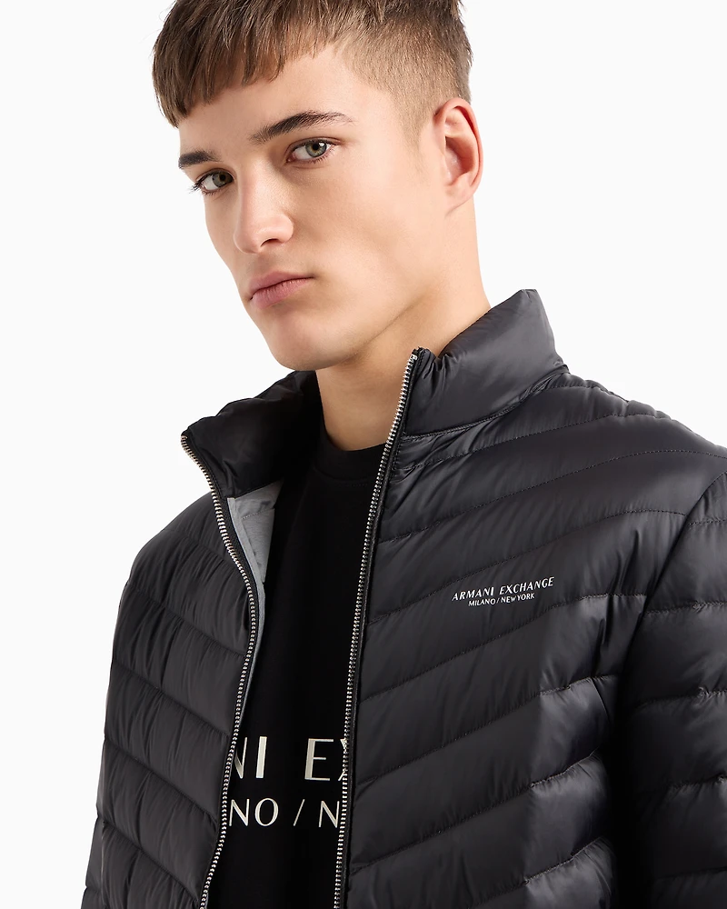 Double-faced padded jacket with zip