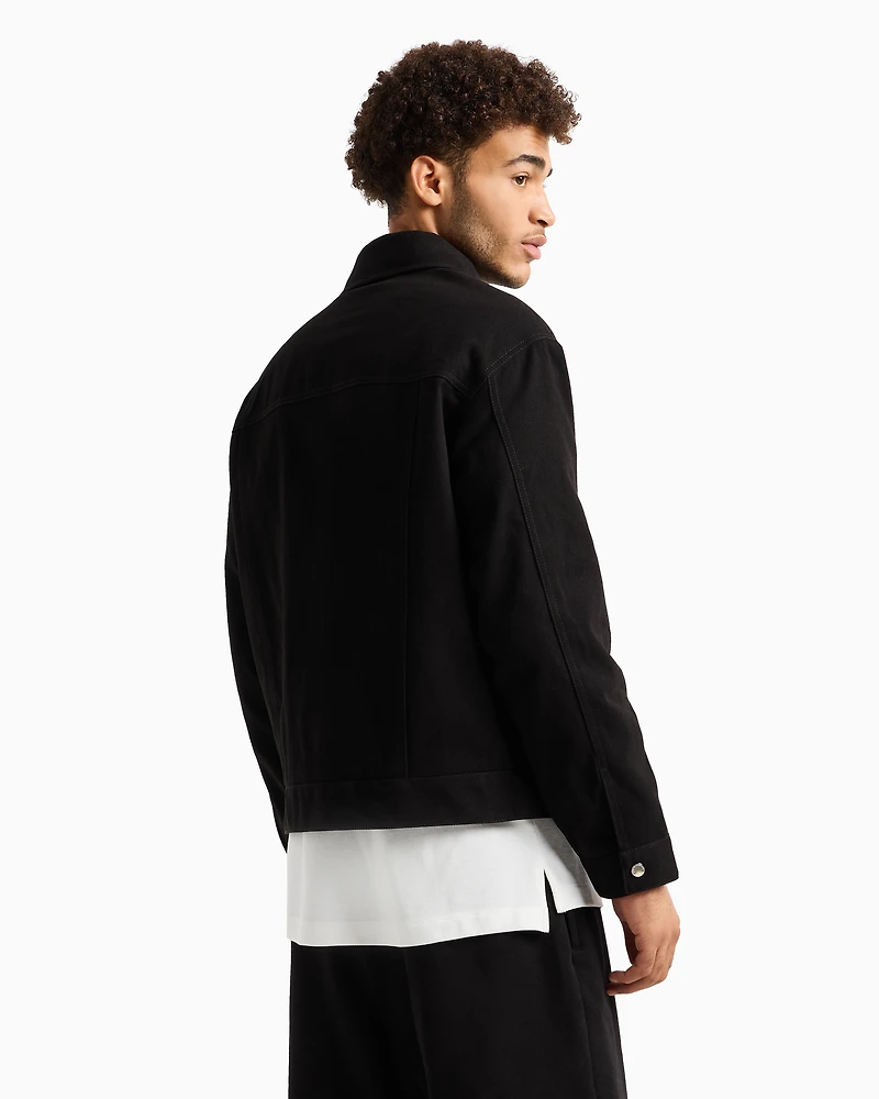Boxy fit cotton jacket with pockets