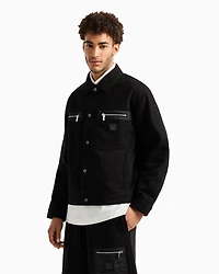 Boxy fit cotton jacket with pockets