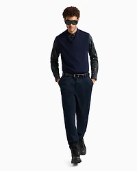 Slim fit cotton shirt with jacquard logo workmanship
