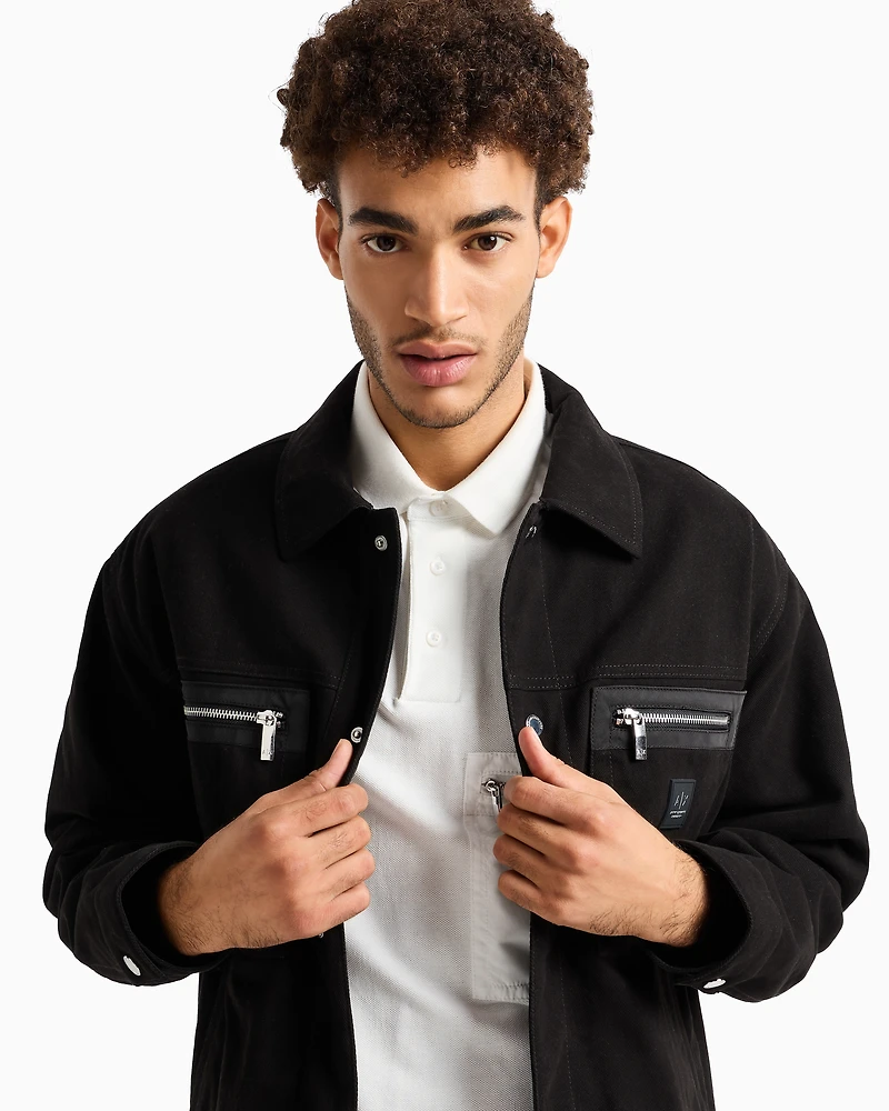 Boxy fit cotton jacket with pockets