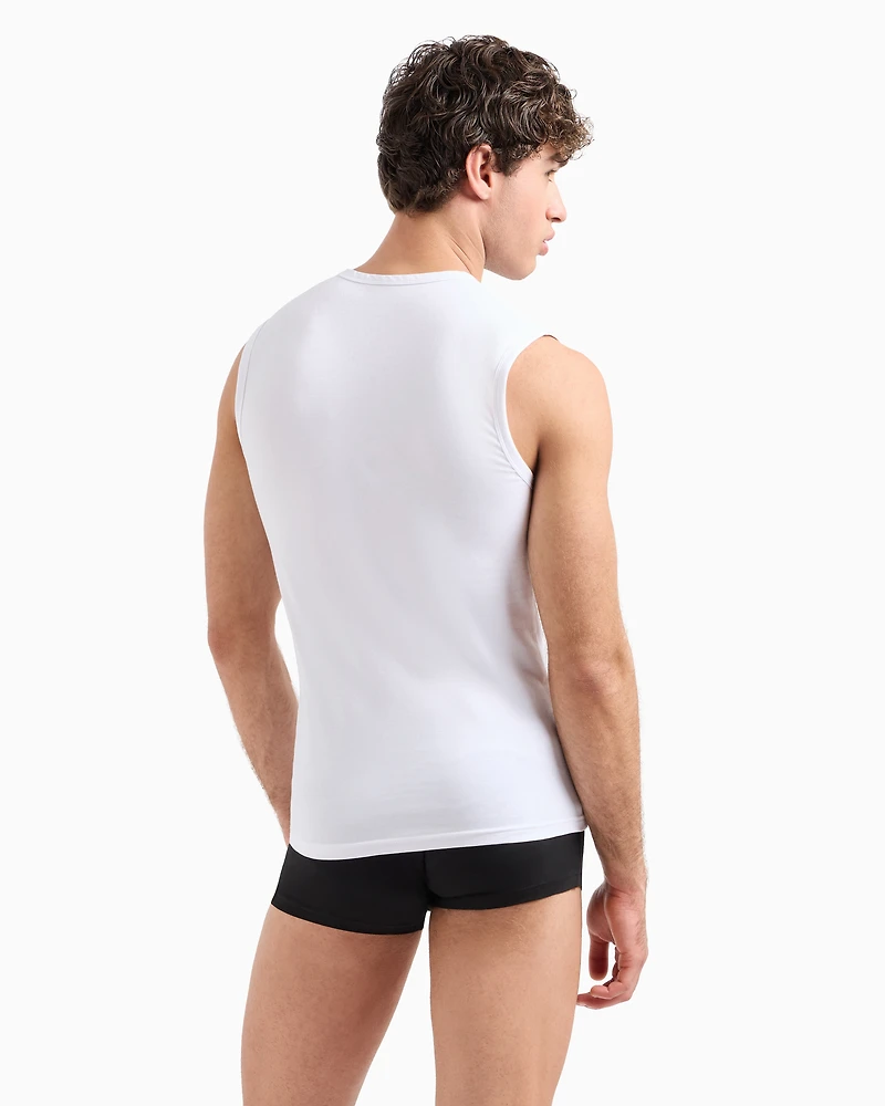Cotton jersey tank top with logo