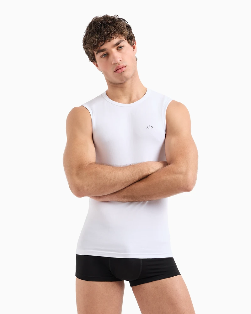 Cotton jersey tank top with logo
