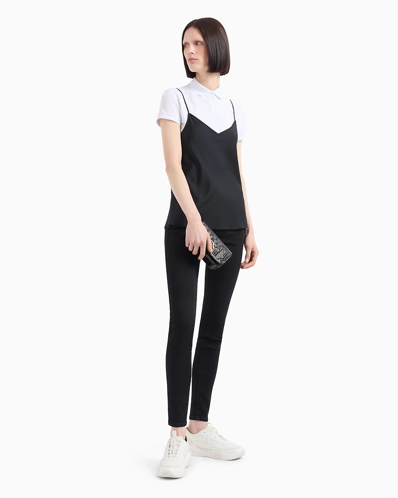 Slim fit piquet polo with round logo