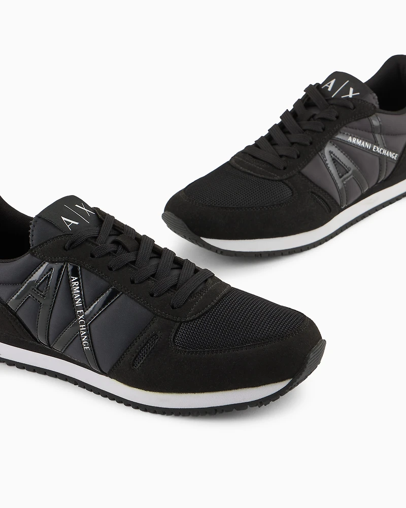 Sneakers with micro-suede, mesh and nylon details