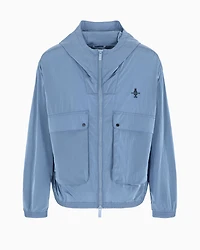 Hooded jacket with pockets crinkle fabric