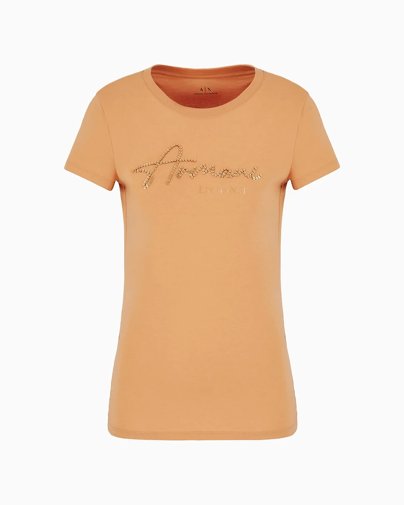 Slim fit T-shirt with logo lettering and sequins
