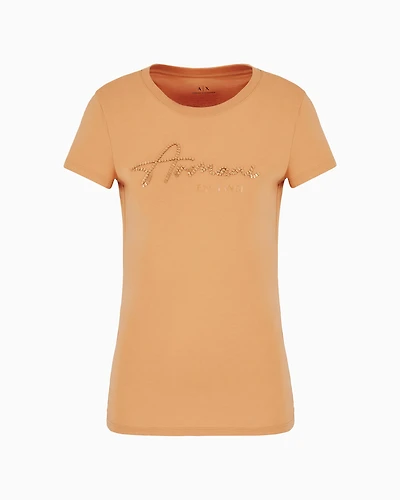 Slim fit T-shirt with logo lettering and sequins