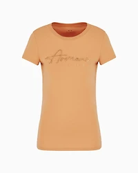 Slim fit T-shirt with logo lettering and sequins