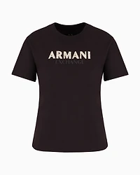 Regular fit T-shirt with rhinestone logo