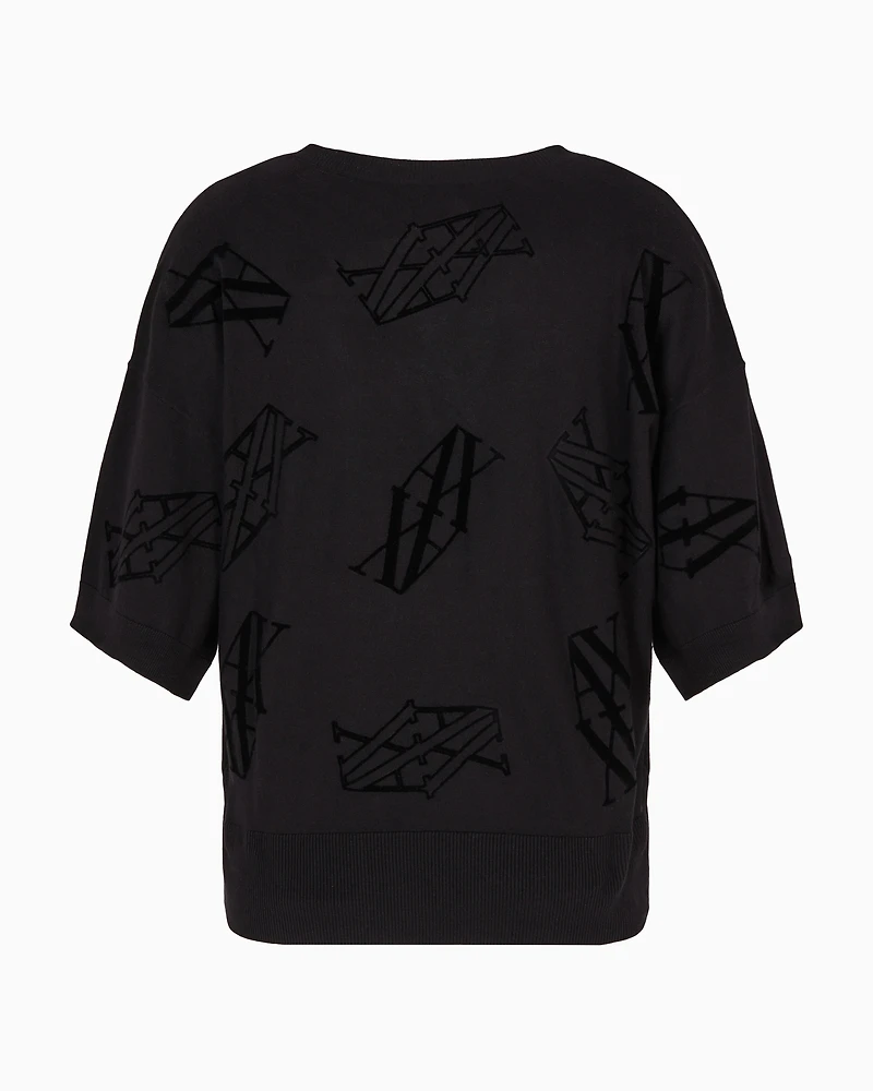 flocked monogram cotton and silk blend sweater