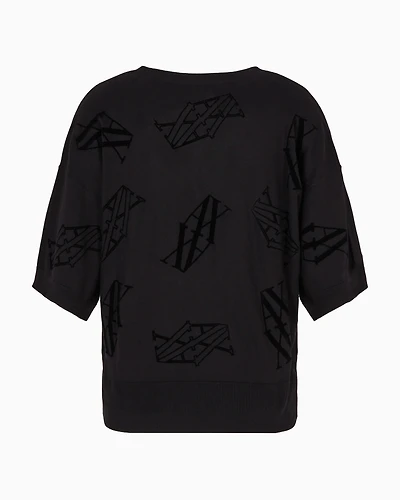 flocked monogram cotton and silk blend sweater